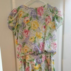 Vintage 80's Floral Pastel Dress